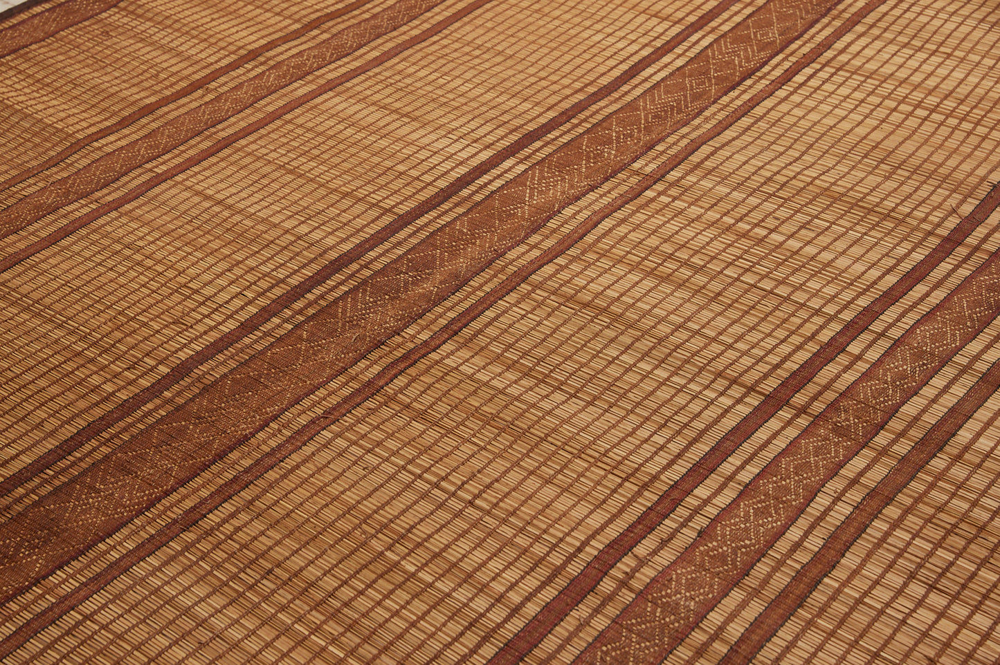 5 Banded Early Medium Sized Tuareg Carpet Boasting Decorative Leather Fringe ............(7'6" x 13'7")