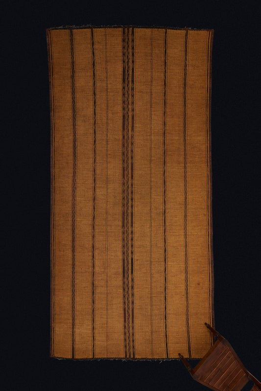 Early Coco Colored Medium Sized Tuareg Carpet Divided by 5 Decorative Bands........ (6'1" x 12'4")