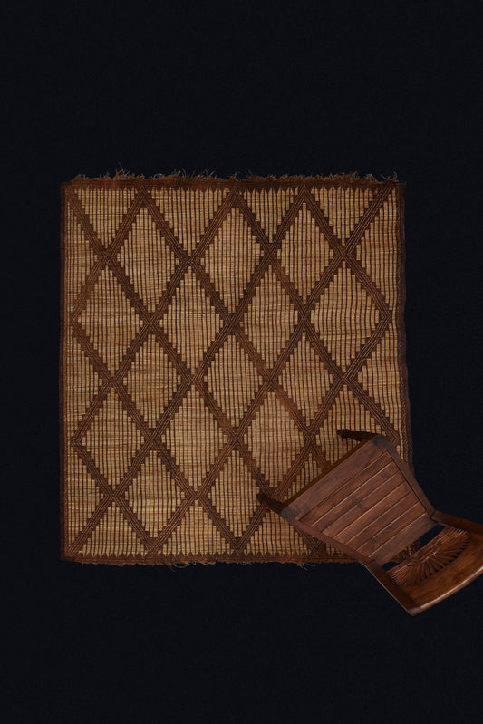 Medium Sized Early Coco Colored Tuareg Carpet with an Overall Interlaced Diamond Pattern (5' x 6'2")