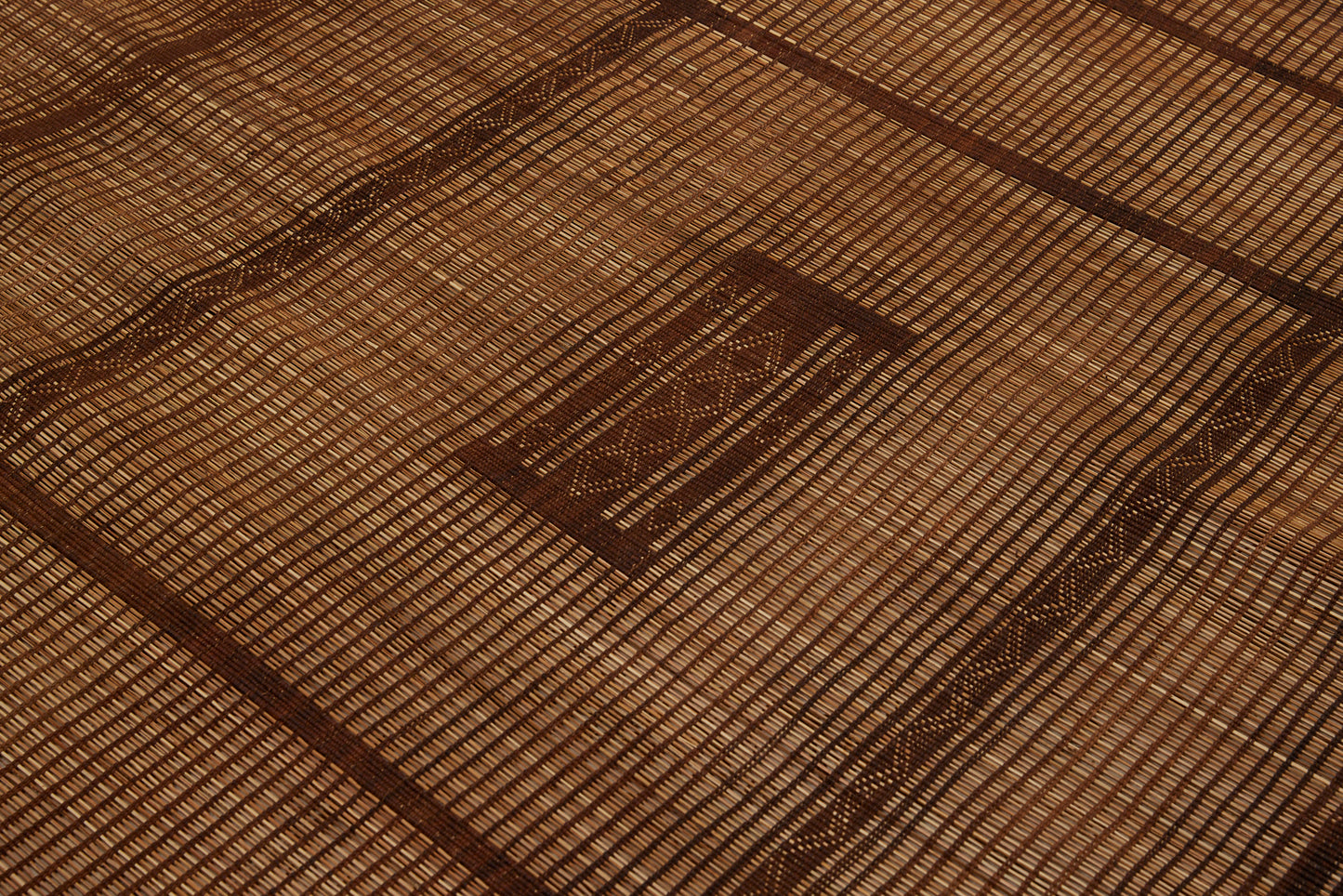 Small Coco Colored Early Tuareg Carpet with Stepped Square Design & Heavy Ornamental Fringe (5'5" x 5'9")