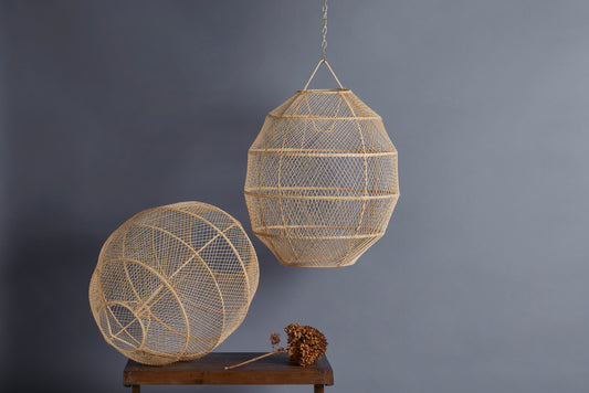 Large Open Work Raffia Hanging Shade