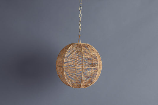 Small Open Work Ball Shaped Raffia Hanging Shade