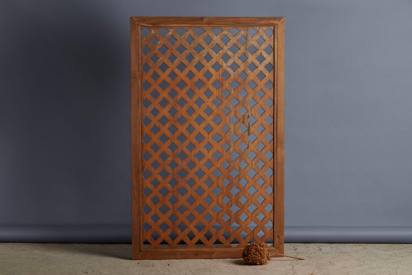Large Pierce Work Framed Teak Panel