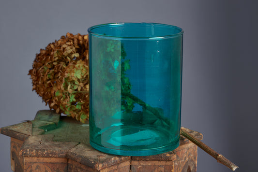 Hand Blown Aqua Colored Flashed Glass Vase from Marrakesh