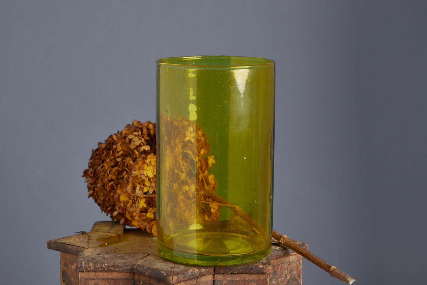 Hand Blown Citrine Colored Flashed Glass Vase from Marrakesh