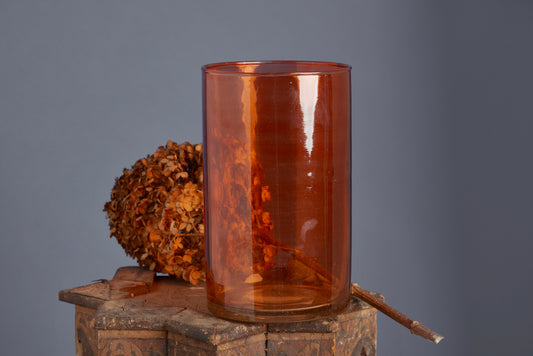 Hand Blown Apricot Colored Flashed Glass Vase from Marrakesh