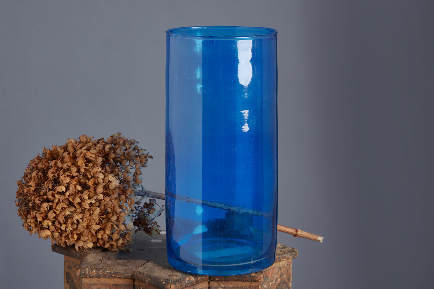 Hand Blown Mediterranean Colored Flashed Glass Vase from Marrakesh