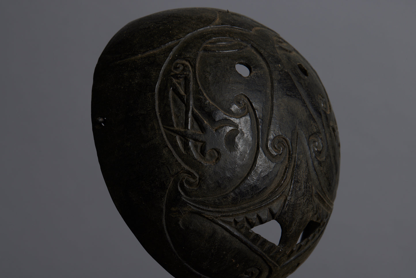 Carved Mounted Coconut Mask from Timor