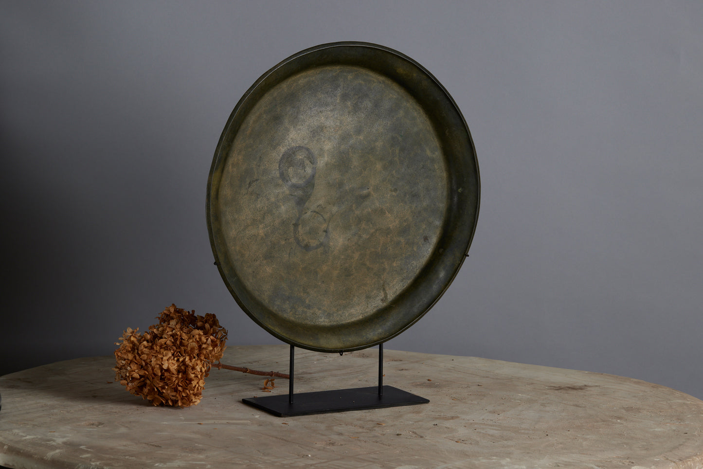 Large 17th Century Mounted Bronze Offering Tray Excavated from the Musi River in Sumatra