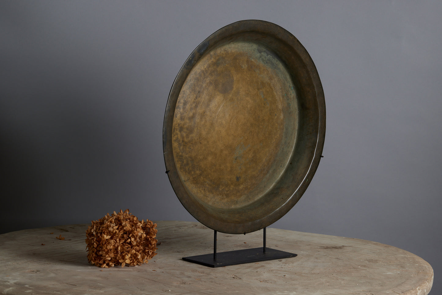 Large 17th Century Mounted Bronze Offering Tray Excavated from the Musi River in Sumatra