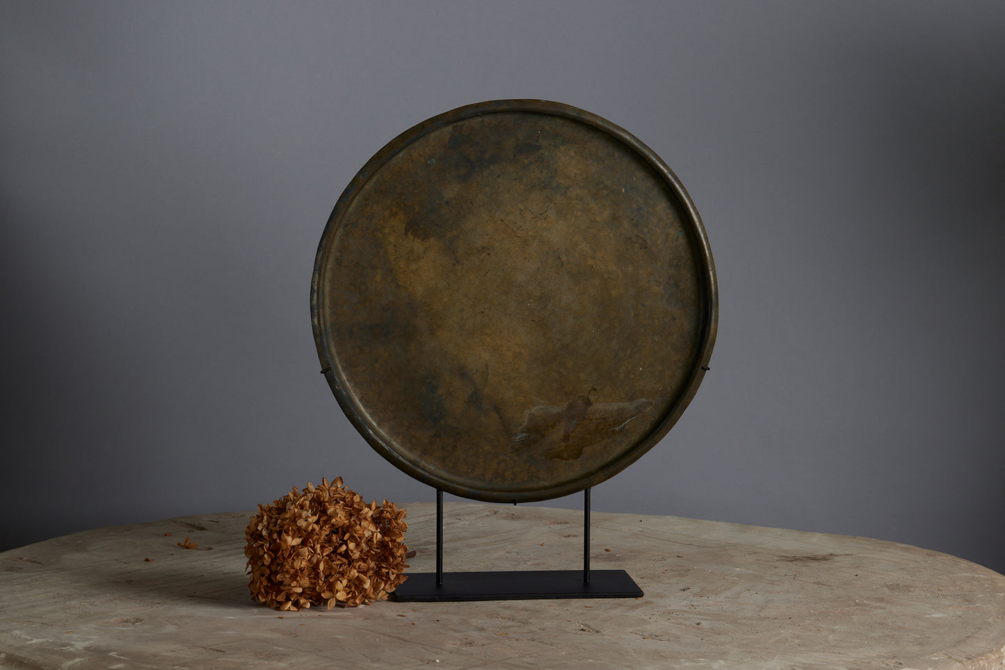 Medium 17th Century Mounted Bronze Offering Tray Excavated from the Musi River in Sumatra