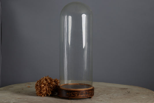 Tall Hand Blown Glass French Dome on a Charles X Base