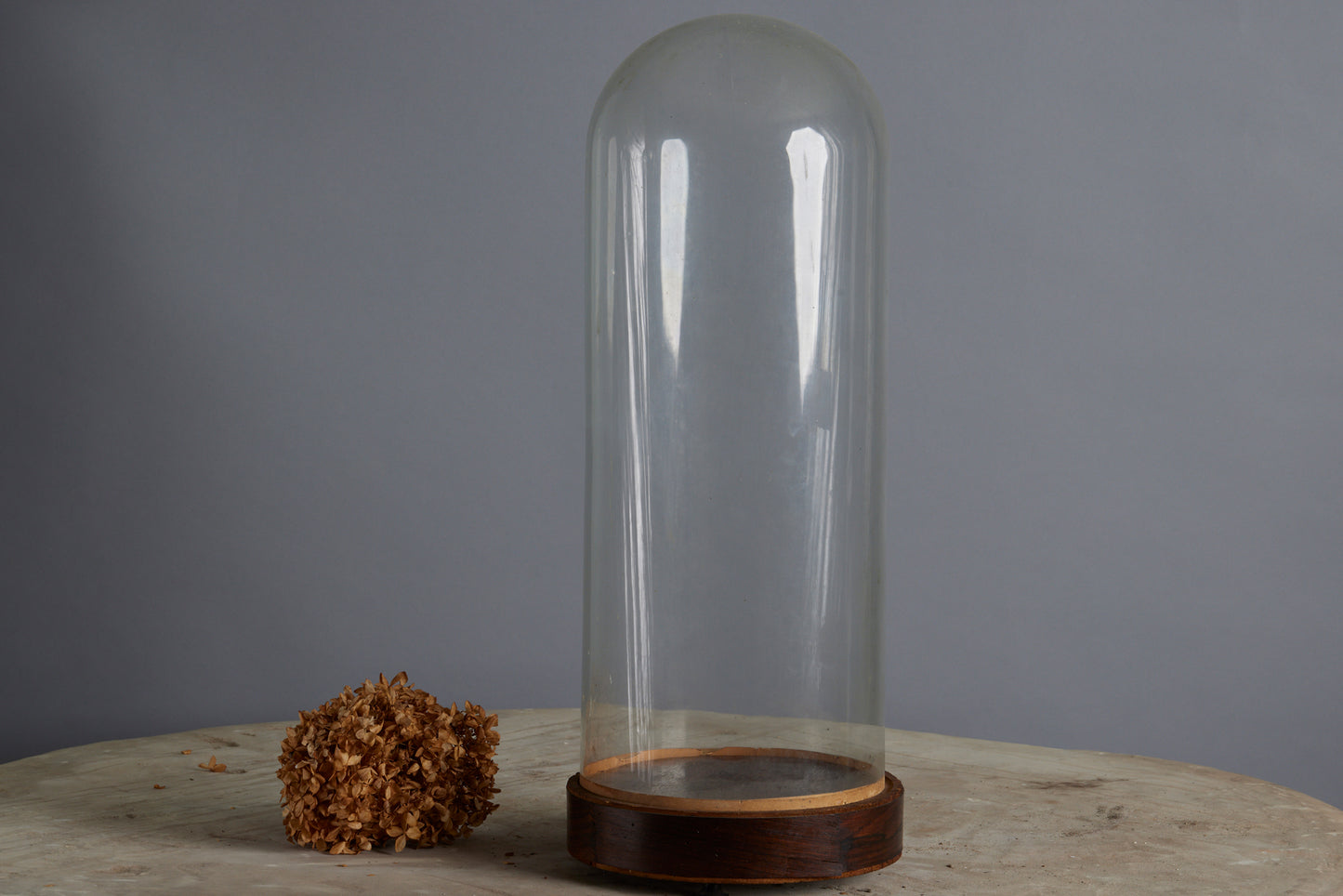 Tall Hand Blown Glass French Dome on a Charles X Base