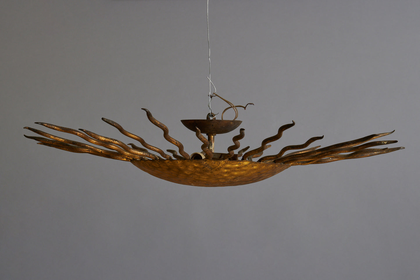 1940s Spanish Gilt Sun Shaped Ceiling Mounted Fixture