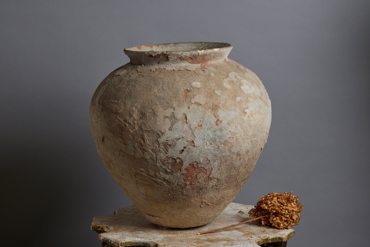 Medium Size 19th Century Lime Washed Water Jar from Sumatra