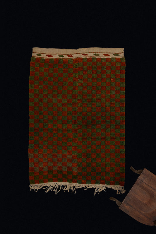 Green Checkerboard Konya Tulu .............. (3'7''x 5'1'')