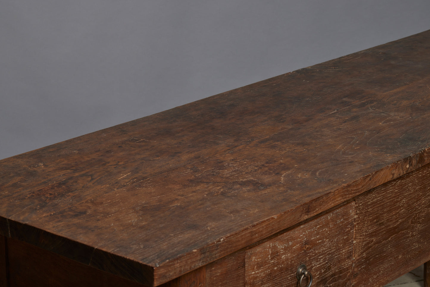 Long Thick Top 2 Drawer Dutch Colonial Teak Server from the Island of Sumatra