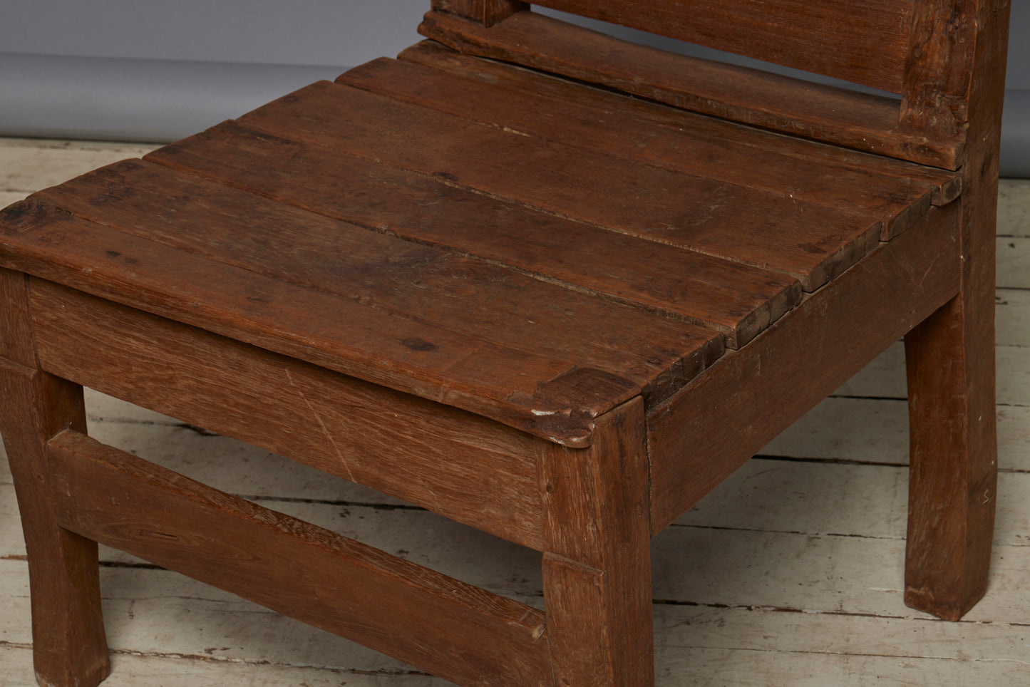 19th Century Large Dutch Colonial Teak Chair with a Slat Seat without Arms