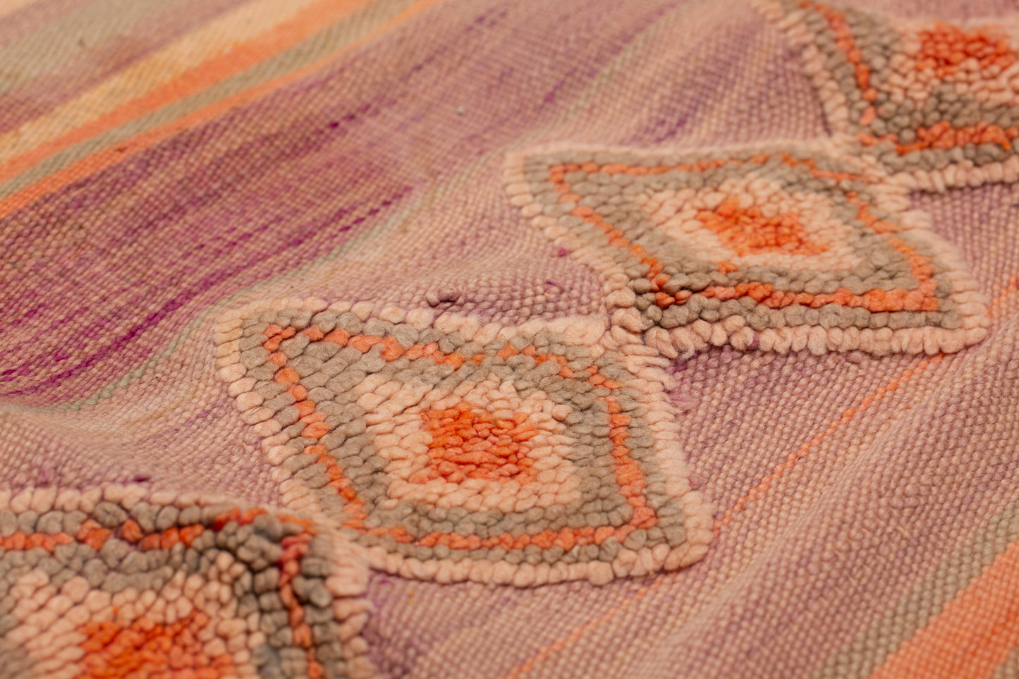 High Atlas Purple and Orange Berbur Carpet with Raised Pile Design (5' x 12' 2")