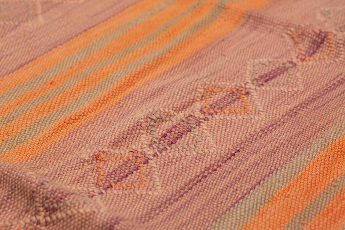 High Atlas Purple and Orange Berbur Carpet with Raised Pile Design (5' x 12' 2")