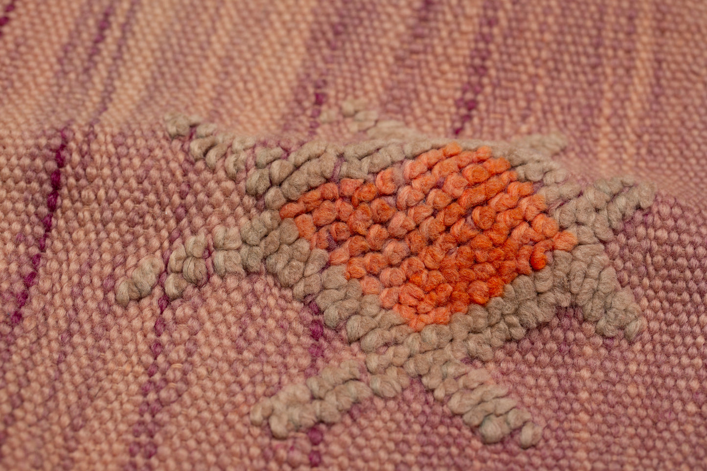 High Atlas Purple and Orange Berbur Carpet with Raised Pile Design (5' x 12' 2")