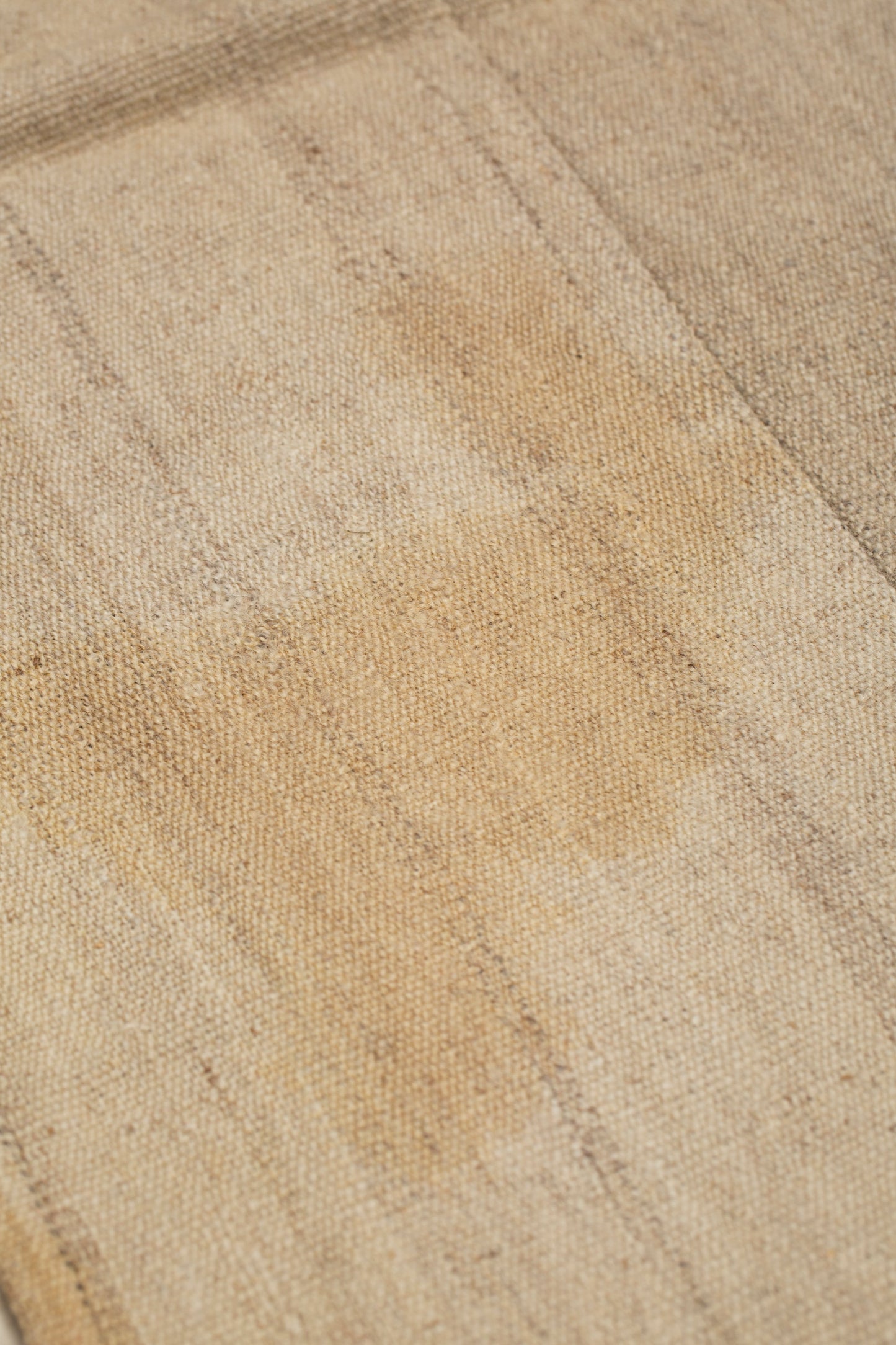 Natural Colored Hemp Carpet with Wide Interrupted Goat Hair Stripes (5' 9" x 5' 2")