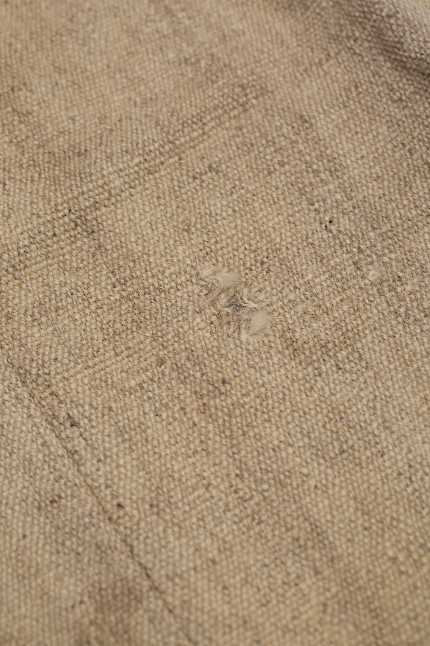 Natural Colored Hemp Carpet with Wide Interrupted Goat Hair Stripes (5' 9" x 5' 2")