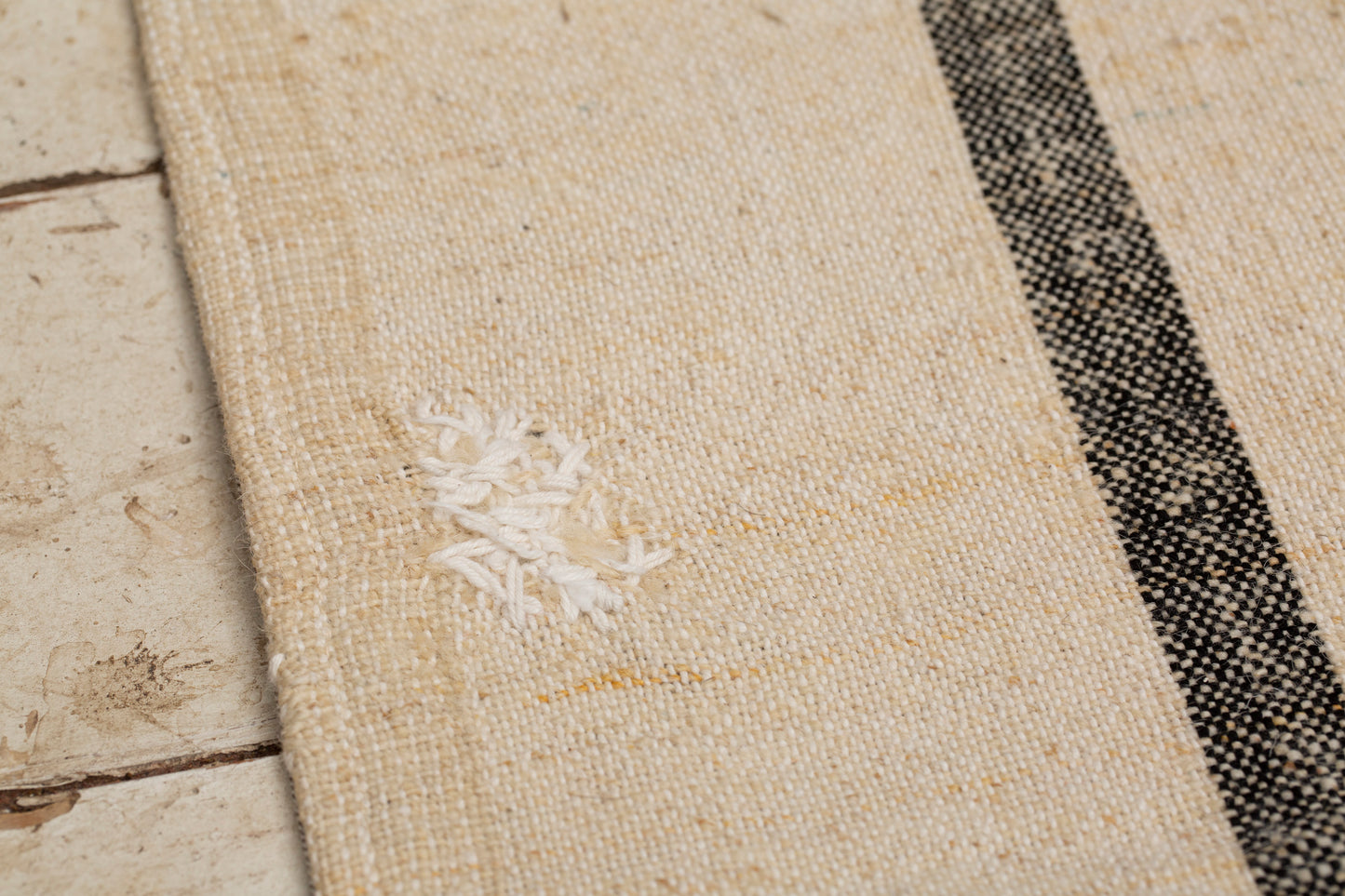 Natural Cream with Black Wool Stripes and a Sail Cloth Back (5' x 7')