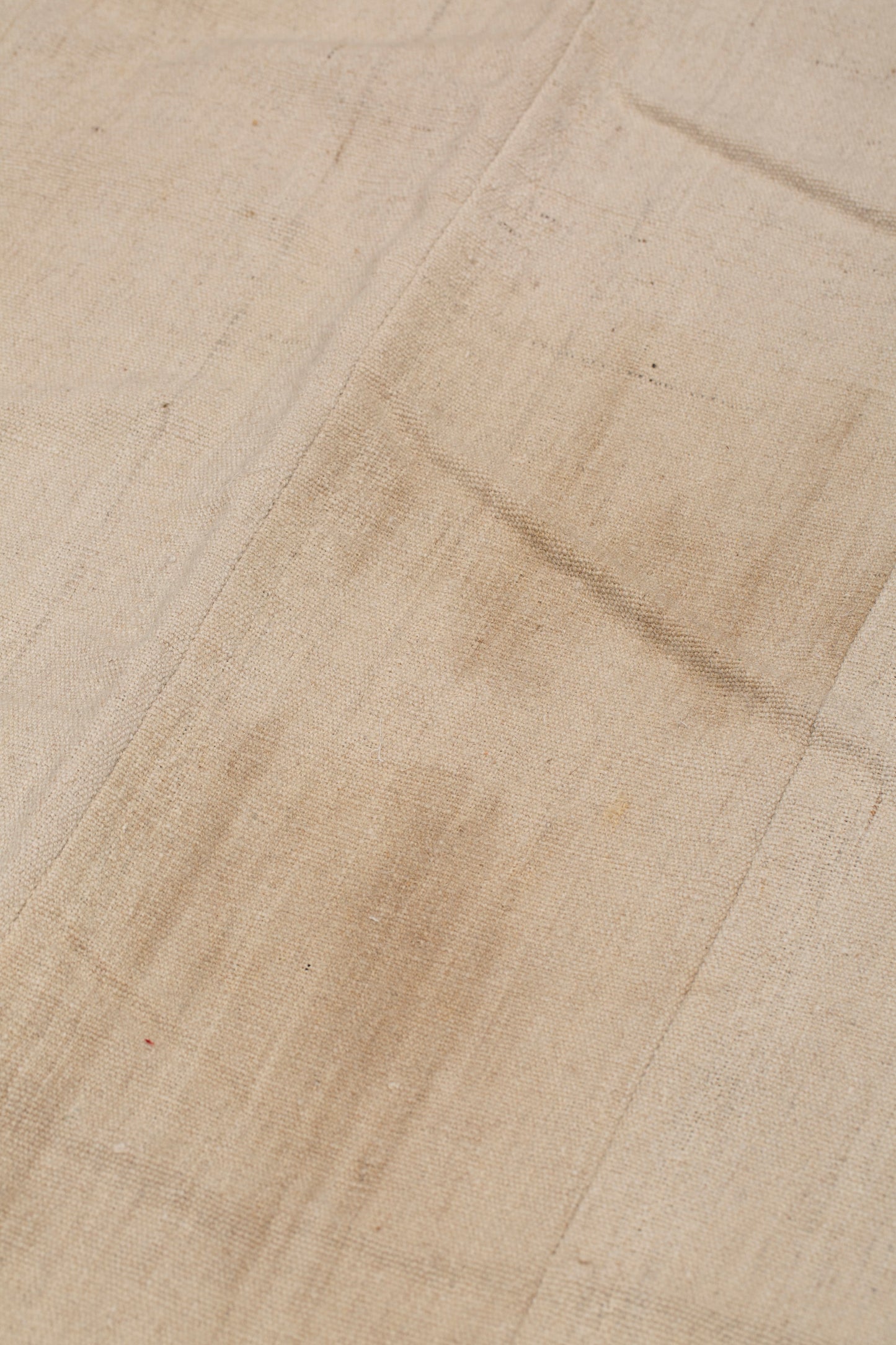 All Natural Cream Colored Turkish Six Band Woven Carpet (5' 5" x 9' 9")