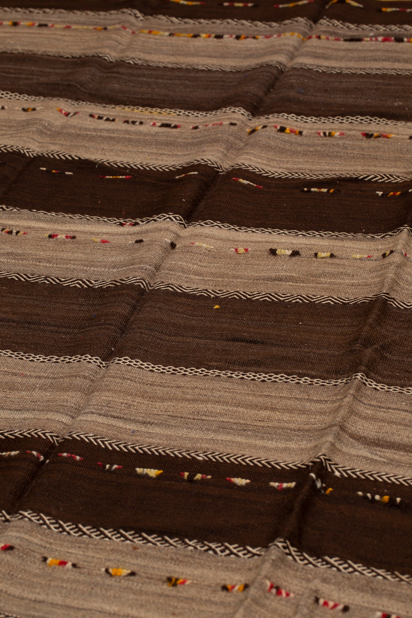 Natural Brown and Striped Berber Carpet from the High Atlas (5' x 11' 8")
