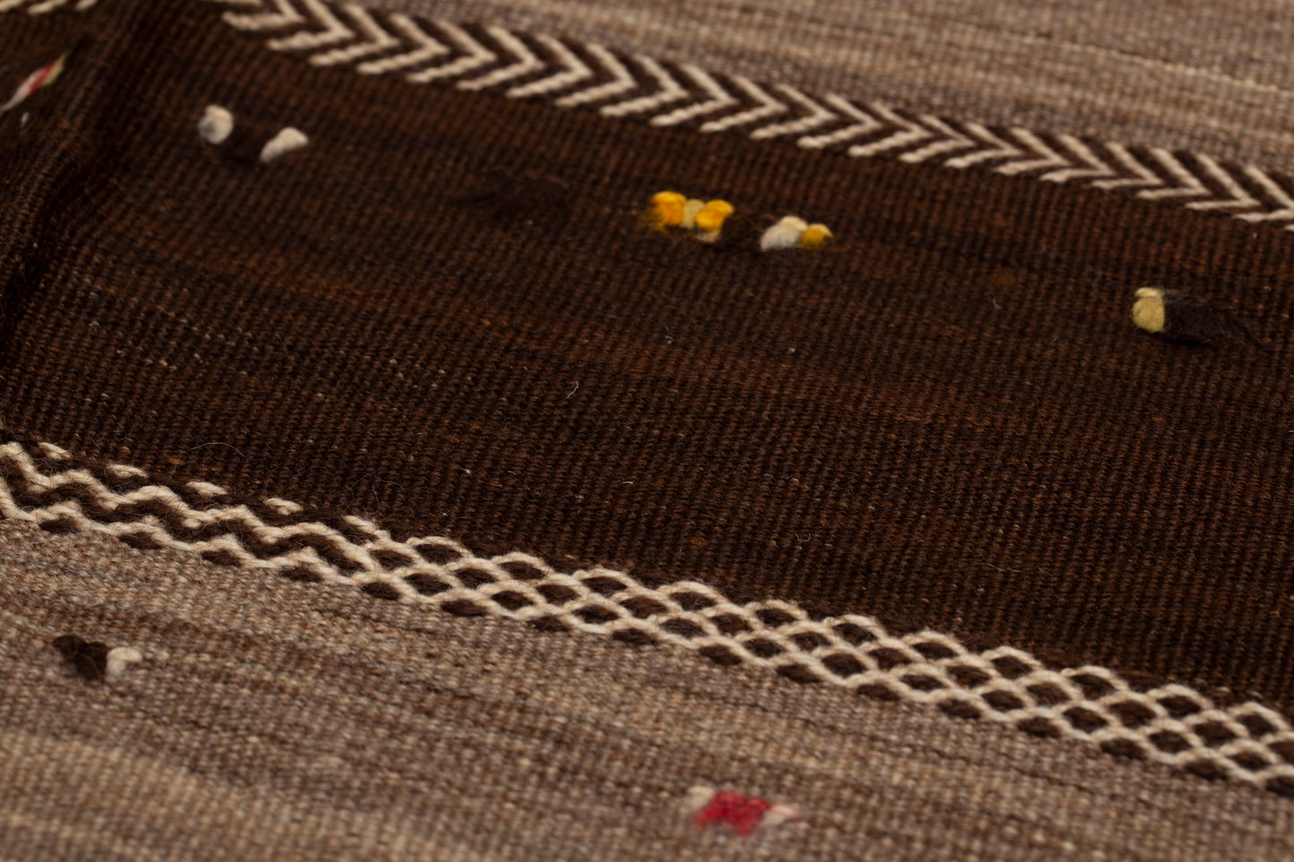Natural Brown and Striped Berber Carpet from the High Atlas (5' x 11' 8")