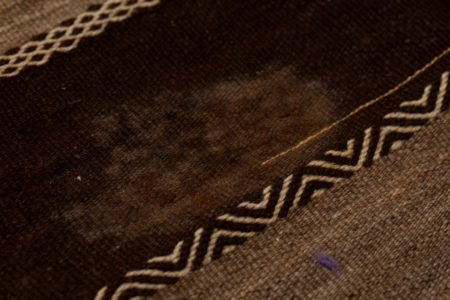 Natural Brown and Striped Berber Carpet from the High Atlas (5' x 11' 8")
