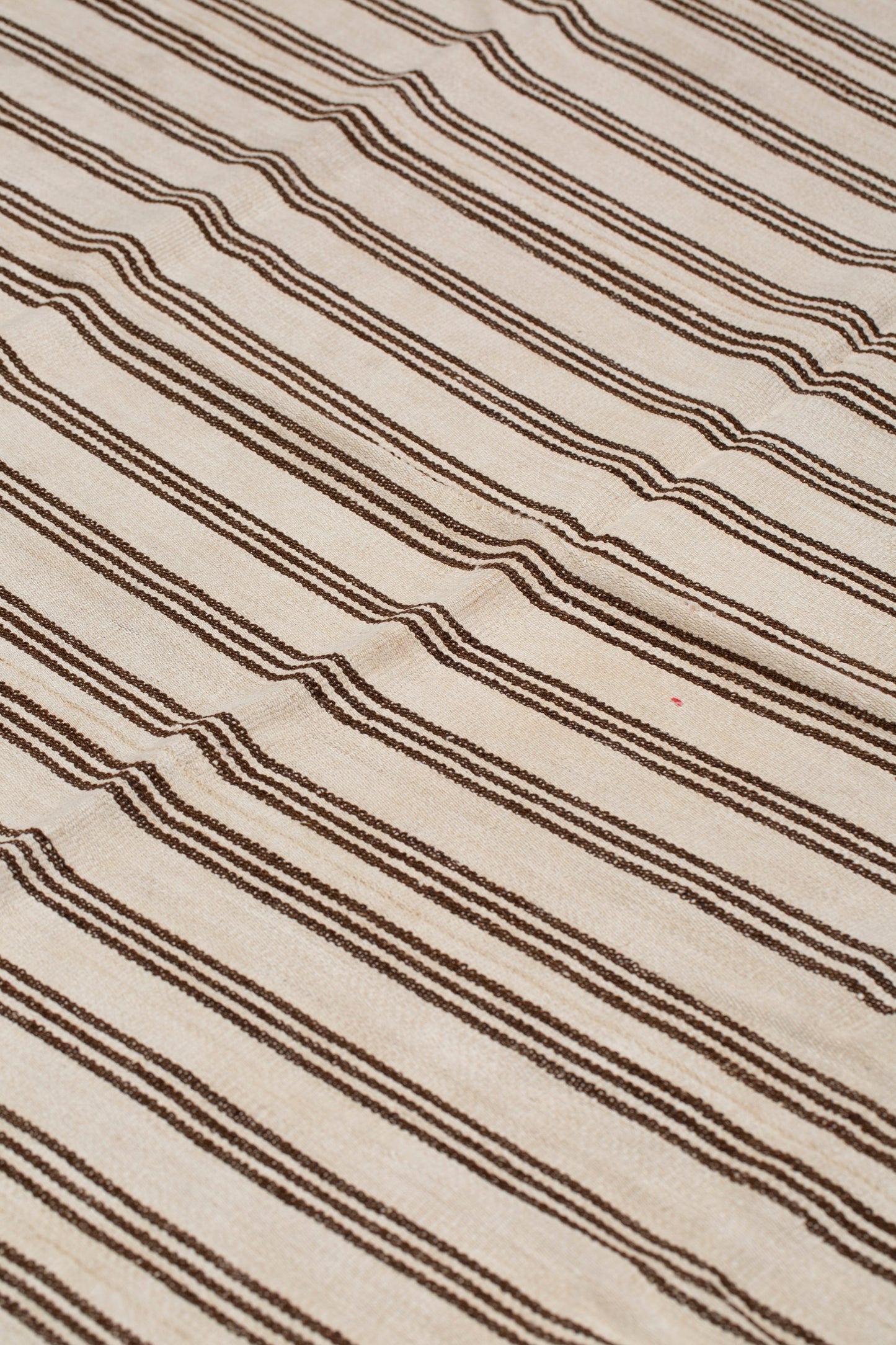 Cream Colored Hemp Kilim with Rows of Narrow Goat Hair Stripes (5' 9" x 5' 10")