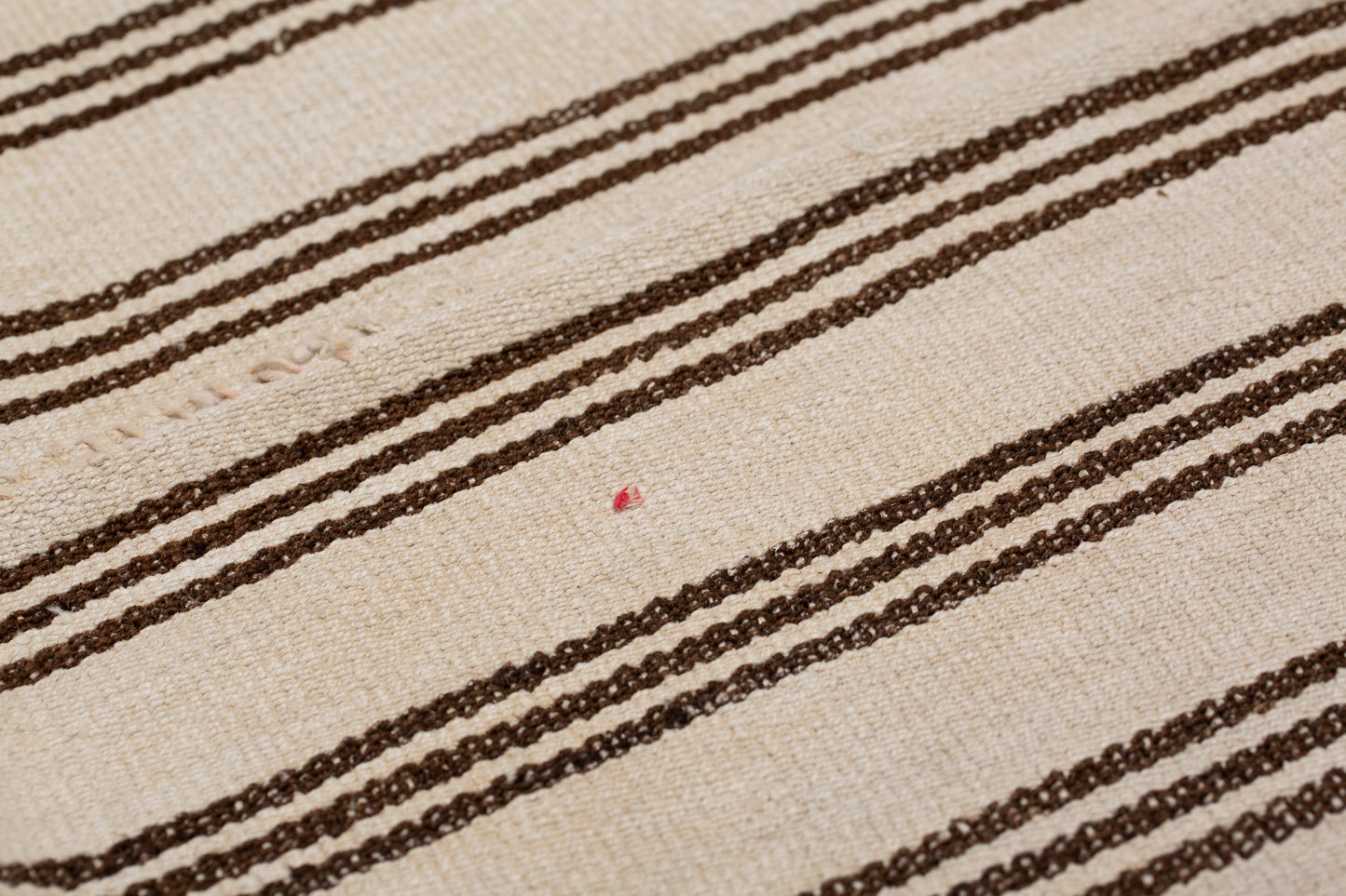 Cream Colored Hemp Kilim with Rows of Narrow Goat Hair Stripes (5' 9" x 5' 10")