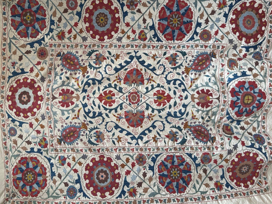 Uzbek Silk on Cotton Susani in Classic Pattern