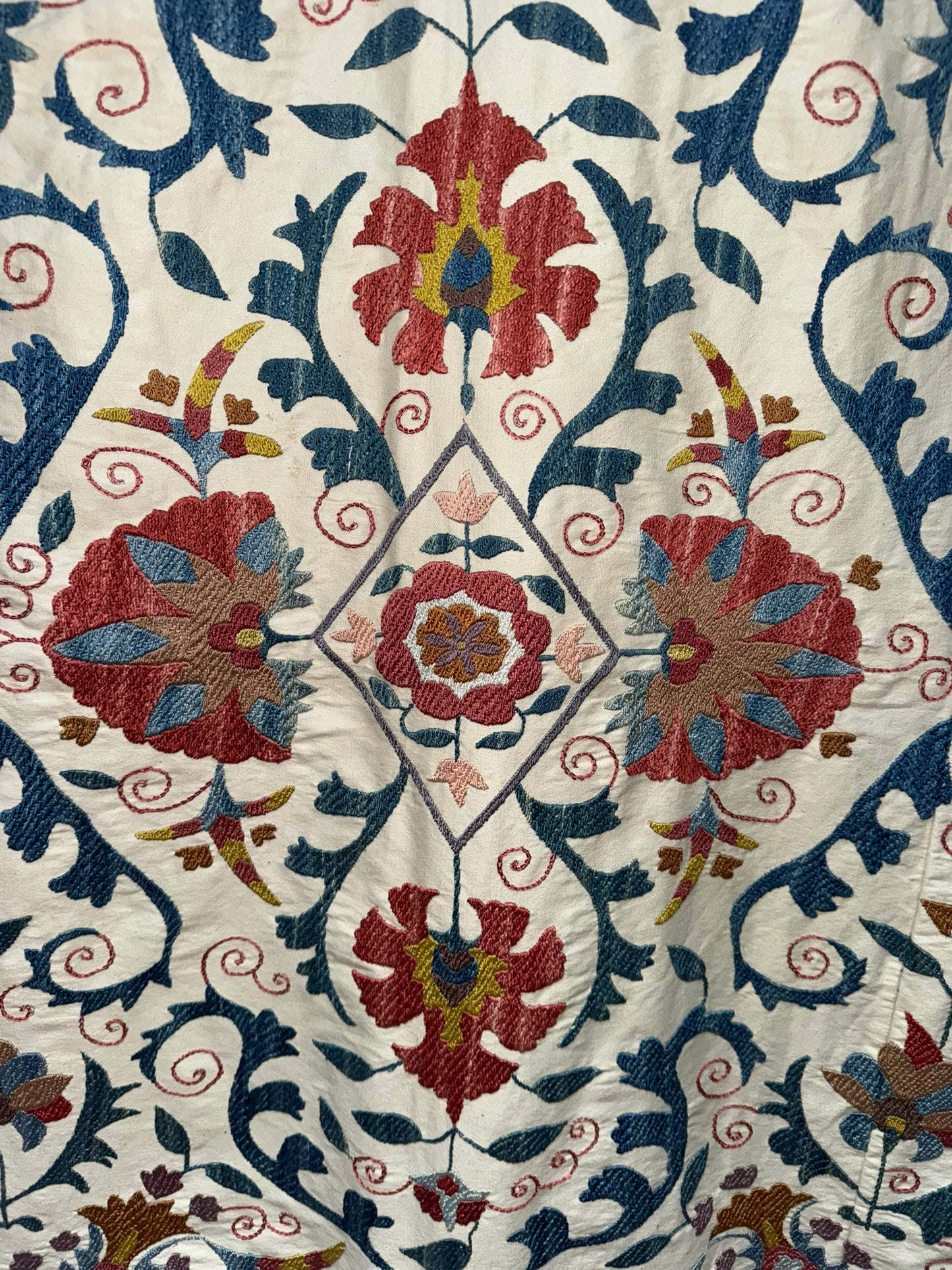 Uzbek Silk on Cotton Susani in Classic Pattern