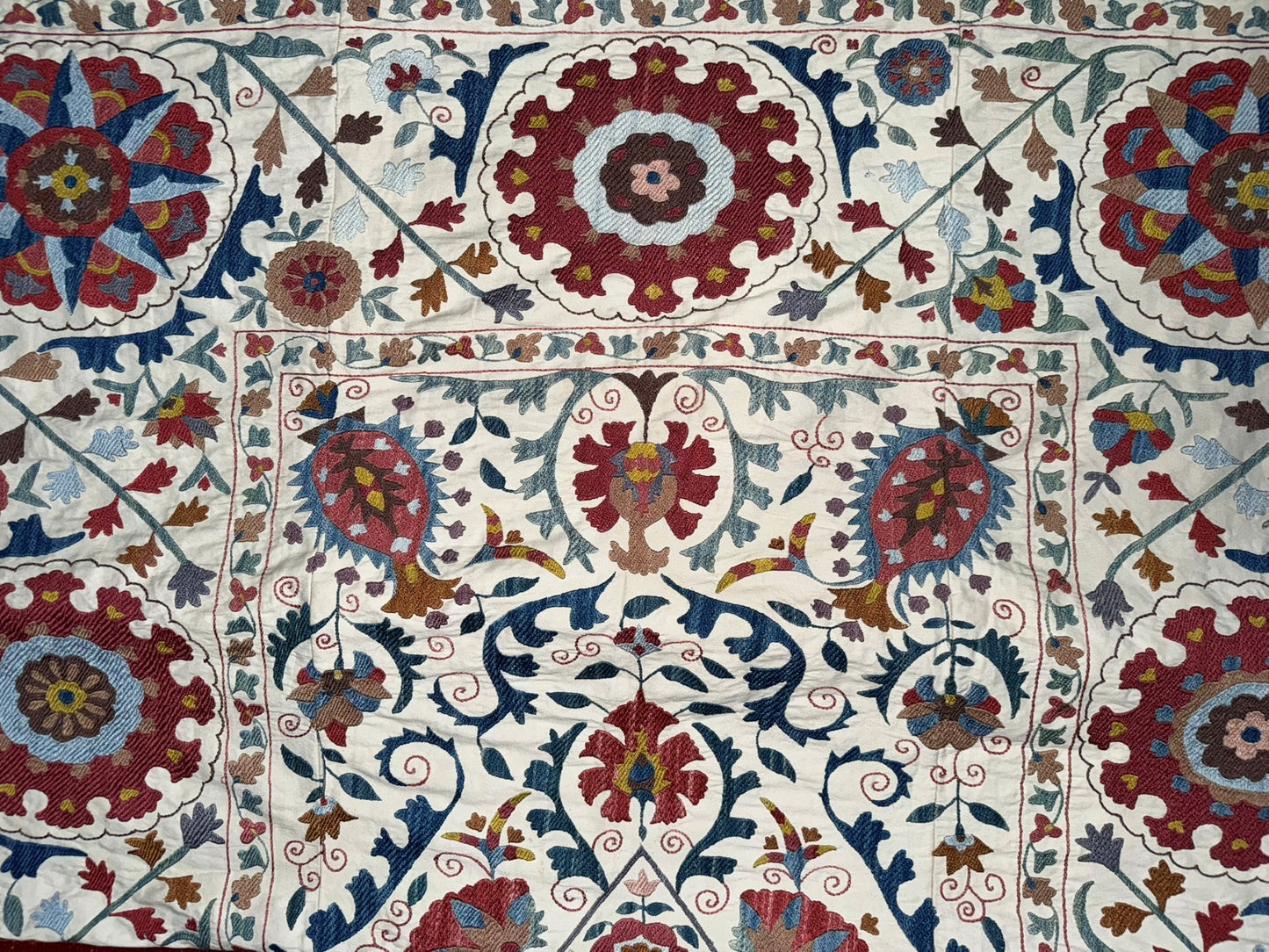 Uzbek Silk on Cotton Susani in Classic Pattern