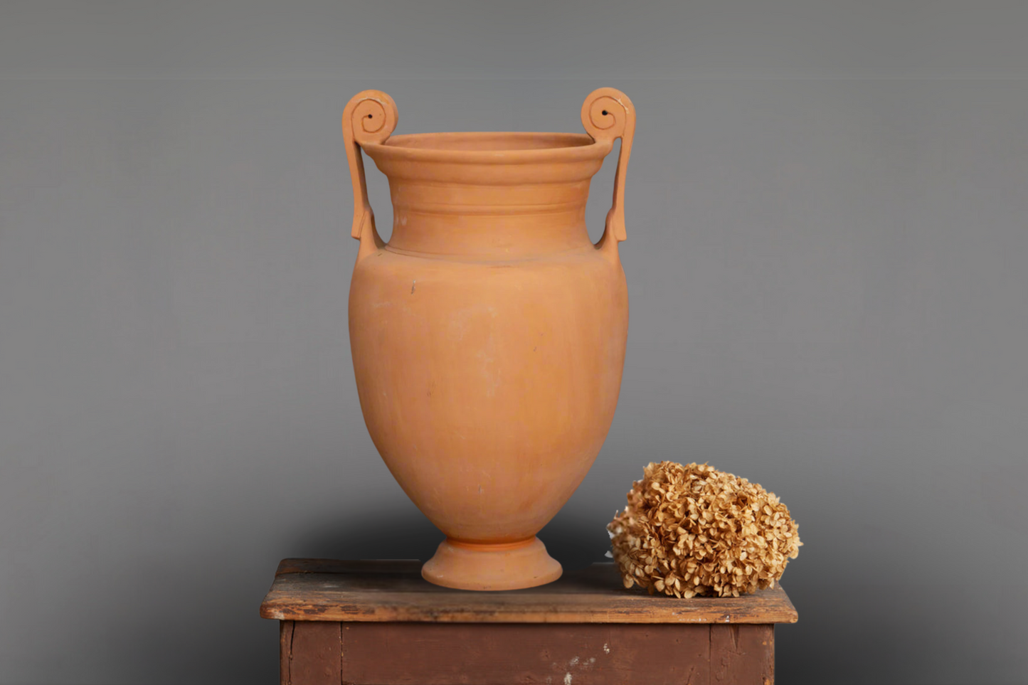 Tall Scroll Handle Terra Cotta Greek Krater ca 1940