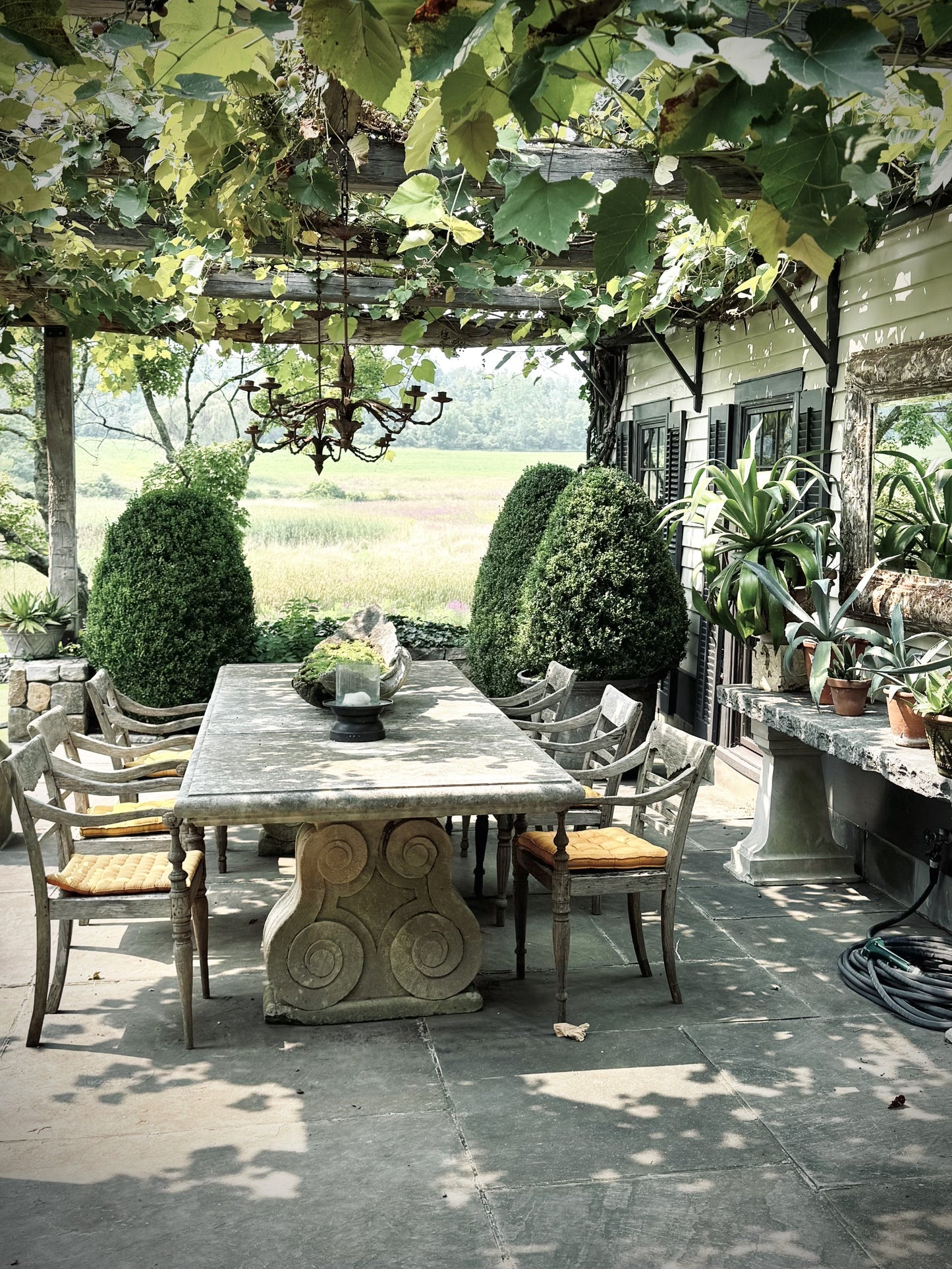 Large Carved French Limestone Garden Table