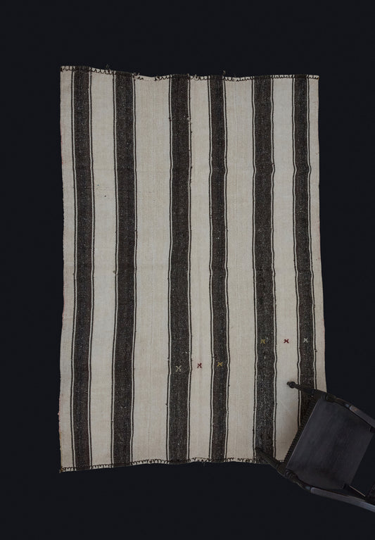 Hemp & Goat Hair Broad Striped Carpet from Northern Iran .................... (6' x 9')