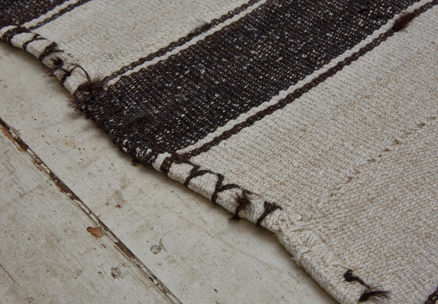Hemp & Goat Hair Broad Striped Carpet from Northern Iran .................... (6' x 9')