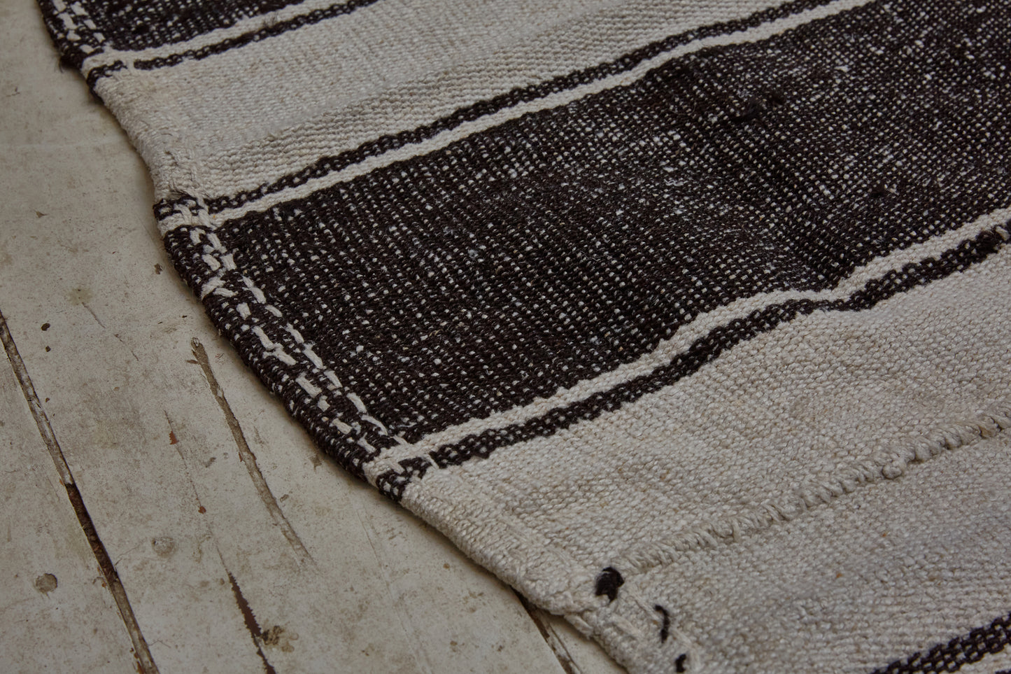 Natural Hemp & Goat Hair Random Striped Carpet from Northern Iran .................. (6' 6'' x 10' 8'')