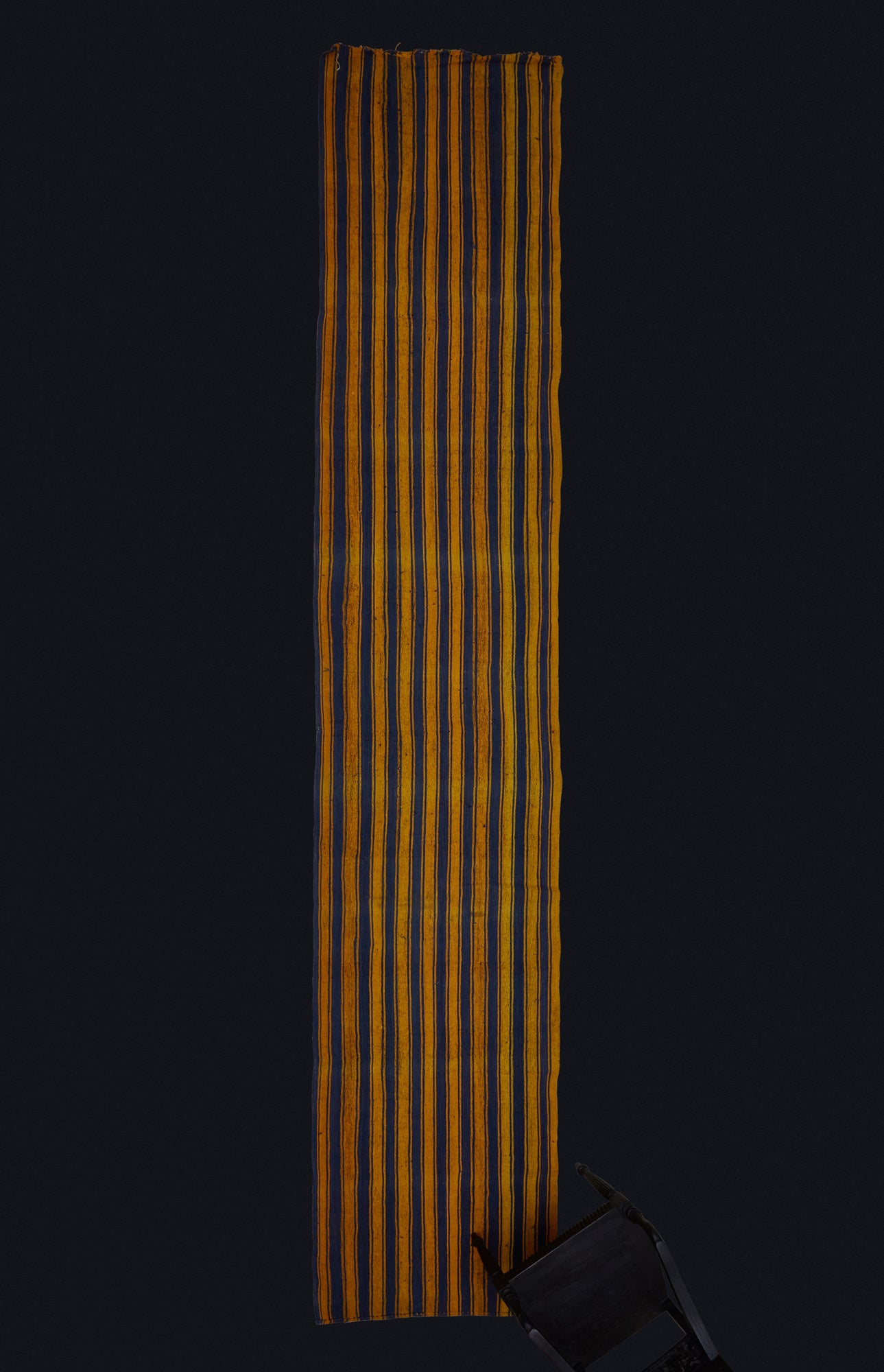 Saffron & Indigo Striped Hemp Runner from Iran ............... (3' 5'' x 17' 6'')