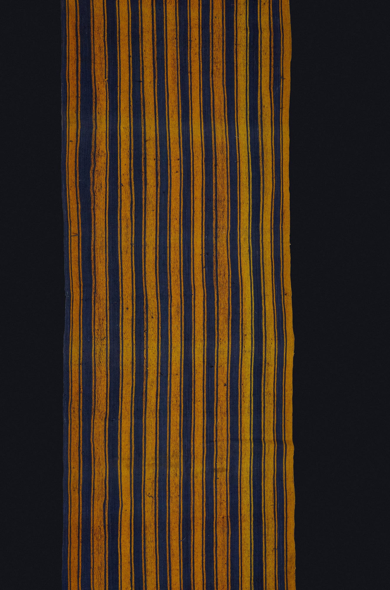 Saffron & Indigo Striped Hemp Runner from Iran ............... (3' 5'' x 17' 6'')