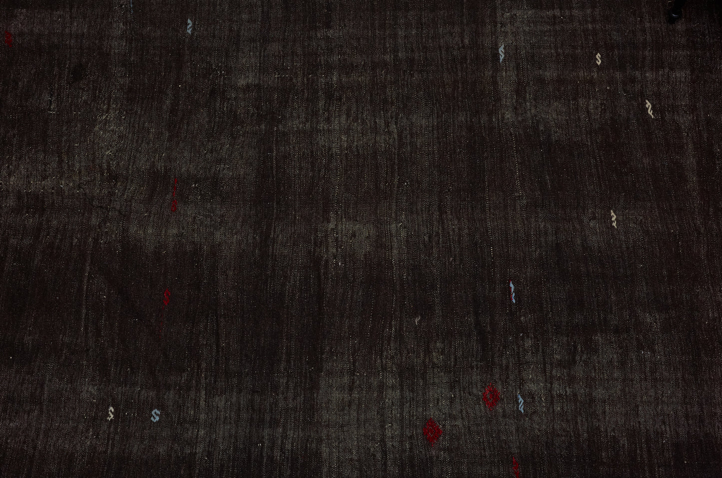 Bedouin Goat Hair Carpet with Subtle Random Designs in Red & Blue & Cream ........... (7' x 10' 9'')