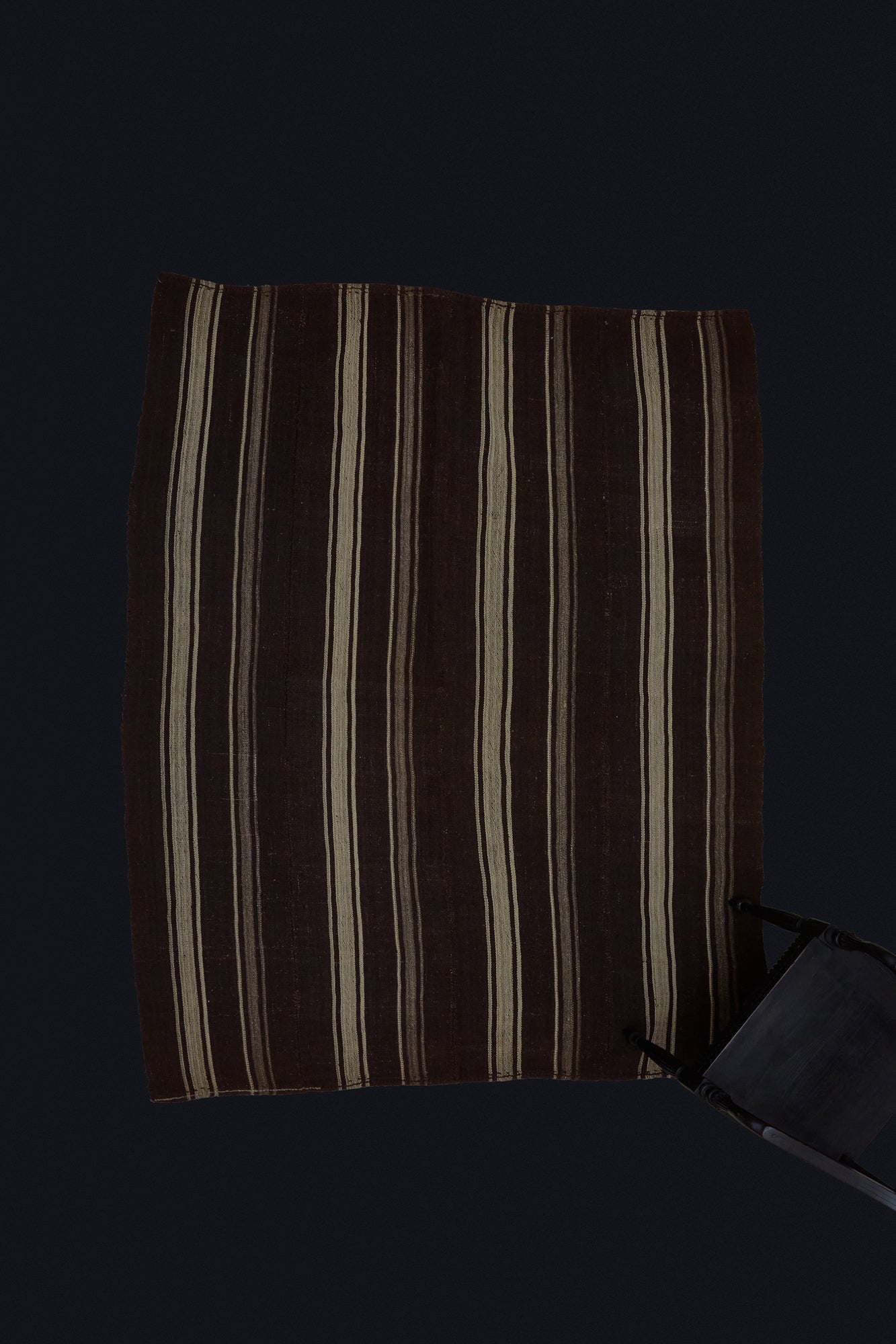 Finely Woven Multi Striped Bedouin Carpet in Brown & Cream .......................... (6' x 7' 8'')
