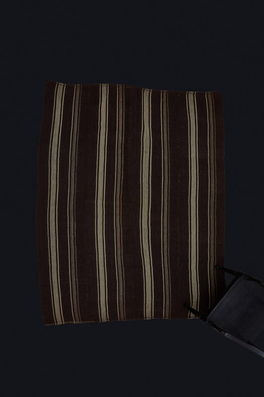 Finely Woven Multi Striped Bedouin Carpet in Brown & Cream .......................... (6' x 7' 8'')