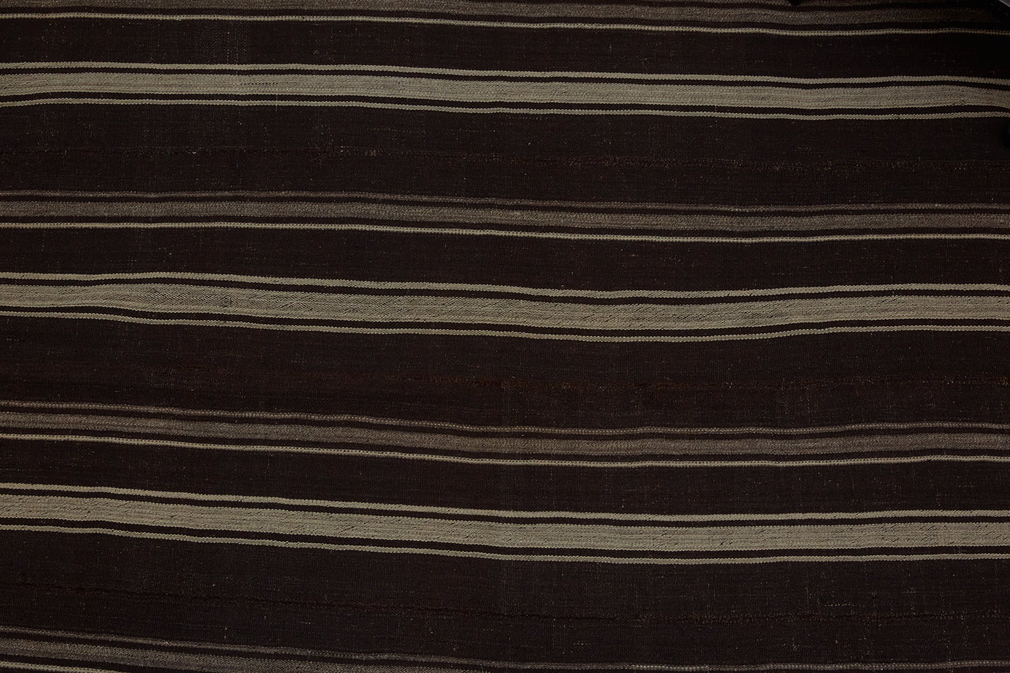 Finely Woven Multi Striped Bedouin Carpet in Brown & Cream .......................... (6' x 7' 8'')