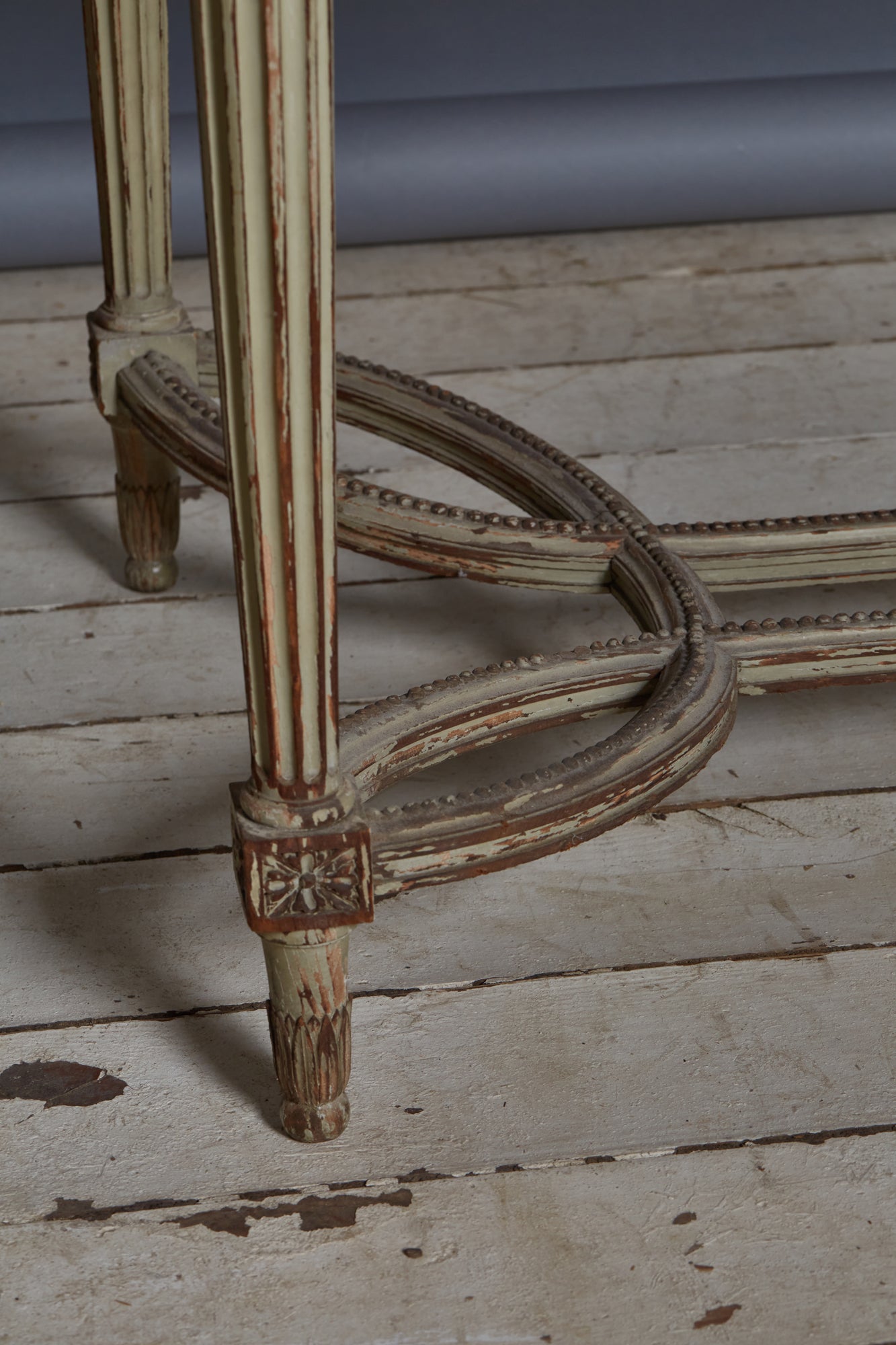 Late 19th Century French Cream-Colored Table with Calacatta Viola Marble Top
