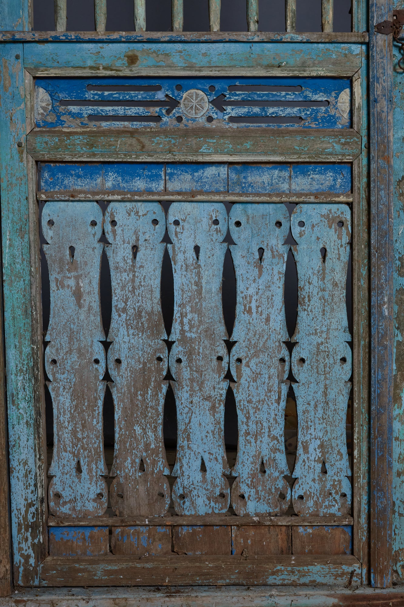 Blue Painted Door Panel from Madura Island 1880